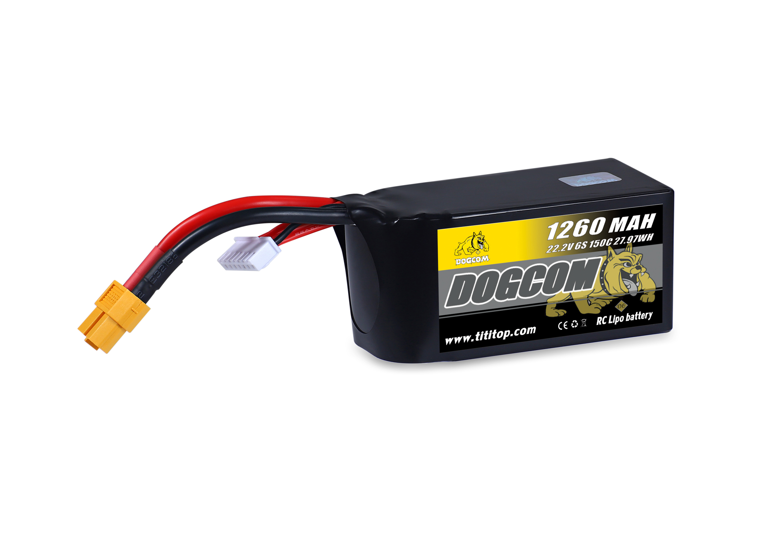 DOGCOM 1260mAh 6S 22.2V 150C lipo battery